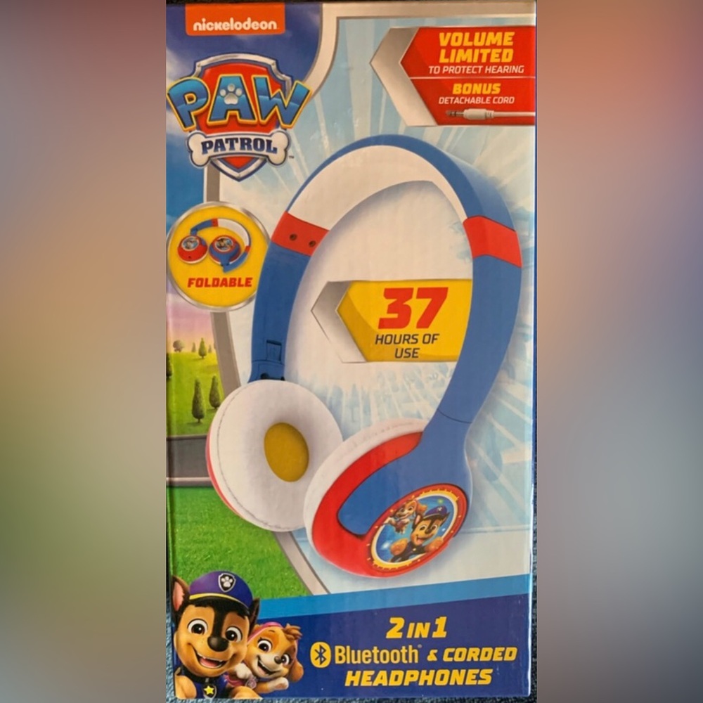 New eKids Nickelodeon PAW PATROL Kids Bluetooth & Corded HEADPHONES Foldable